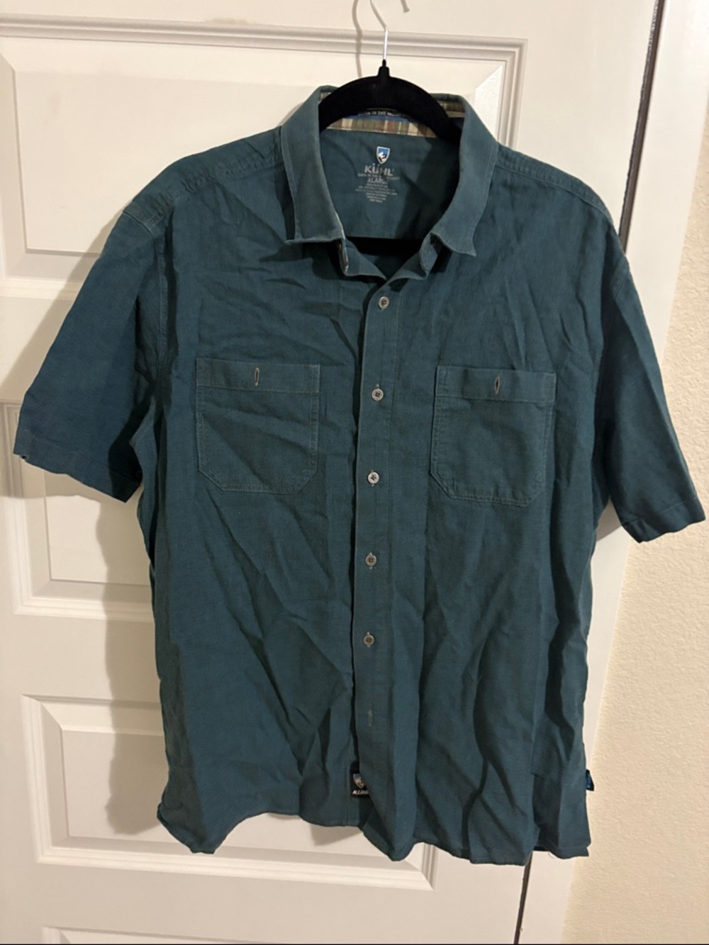 Kuhl Men's Short-Sleeve Button-Down Shirt in Teal Green